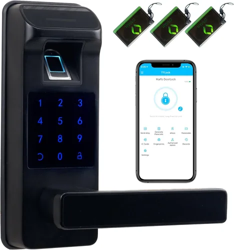 Miniatura 8 de Cerradura inteligente para puerta, resistente 5 en 1, cerradura de puerta de entrada sin llave, bloqueo de teclado digital con control completo