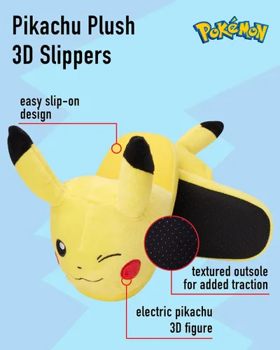 Miniatura 2 de Pokemon Pantuflas para niños Pantuflas peludas de felpa Pikachu y Pokeball (niño pequeñogrande)