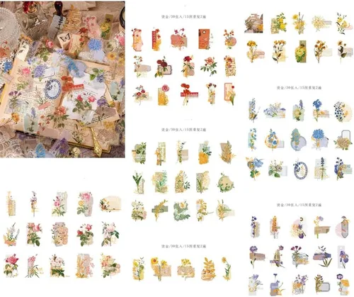 Miniatura 2 de Alideco 180pcs Scrapbook Pegatinas Plantas Flores Scrapbooking Junk Journal Artesanías Embelishment Decoración Diario Pegatina (huayupintieshi)