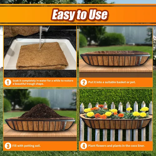 Miniatura 5 de Sinimaka Revestimientos de coco para macetas de 24 pulgadas, paquete de 4 forros de fibra de coco para macetas, cestas de flores, plantas de jardín