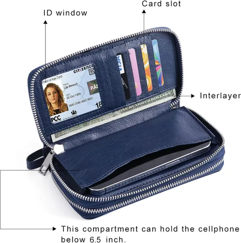 Miniatura 7 de Abberry Cartera de pulsera con doble cremallera para mujeres, mujeres y niñas