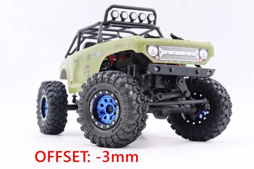 Miniatura 6 de hobbysoul Ruedas RC ajustables con compensación 1.0 Peso 21g/llanta, ruedas Beadlock 1.0 negras y azules para 1/18 Traxxas TRX4M Axial SCX24 90081