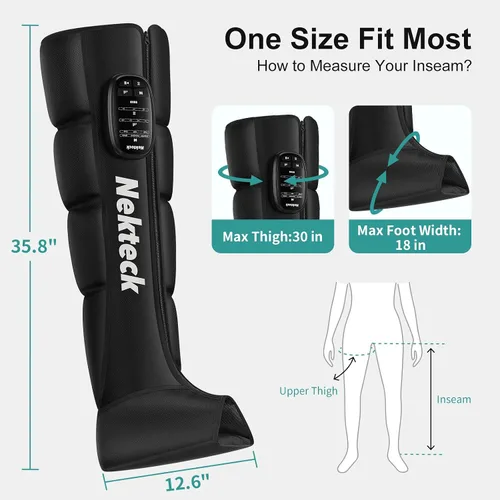 Miniatura 6 de Nekteck Masajeador inalámbrico de compresión de piernas, herramientas de masaje elegibles para la circulación y el alivio del dolor, botas