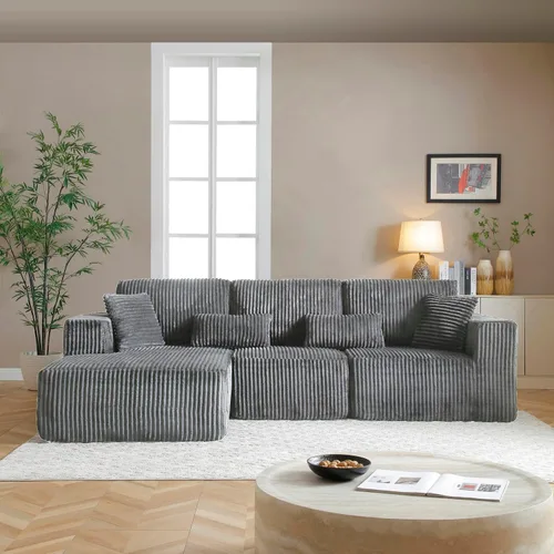 Miniatura 9 de Sofá seccional modular de 110", sofá seccional Cloud con asiento profundo, sofás tapizados sin huesos para sala de estar, sofá modular moderno