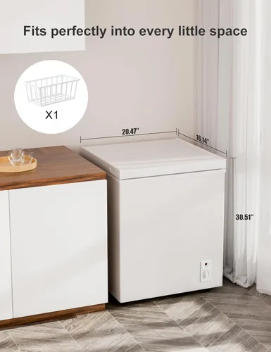 Miniatura 5 de Bodacious Congelador de Cofre de 3.5 pies cúbicos - Compacto, Energéticamente Eficiente y Silencioso Mini Congelador Profundo con Cestas Removibles