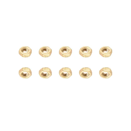 Miniatura 7 de DTGN Tuercas hexagonales M2x0.0.157 in (DxP), paquete de 100, buenas para reparación de garaje en casa, tuercas hexagonales de latón, tono dorado