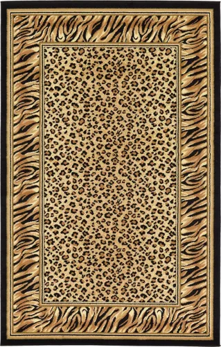 Miniatura 16 de Unique Loom Wildlife Collection - Alfombra con diseño de borde con temática de animales inspirada en el mundo salvaje, con diseño de guepardo