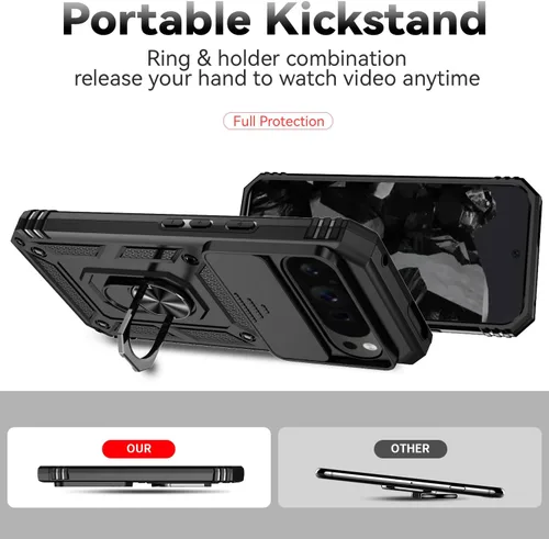 Miniatura 7 de Funda para Google Pixel 9 Pro XL con cubierta para lente de cámara, protector de pantalla HD, doble capa de grado militar a prueba de caídas