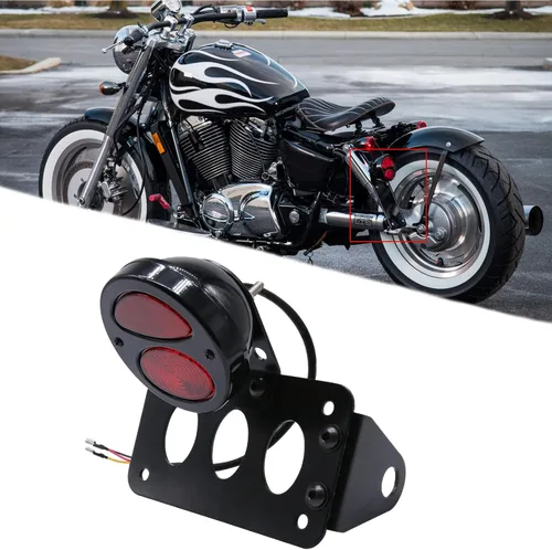 Miniatura 2 de Rich Choices Luces traseras de motocicleta con soporte lateral para placa de matrícula, luces de freno integradas, luz de parada impermeable