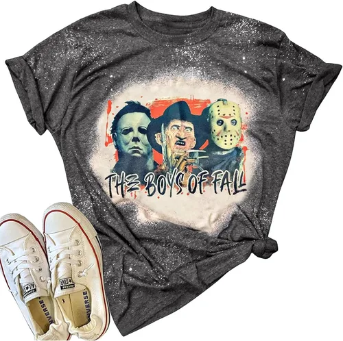 Camiseta The Boys of Fall desteñida para mujeres, Halloween, películas de terror, camisa de novedad con gráfico, manga corta