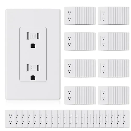 Miniatura 17 de ELEGRP Toma de corriente decorativa de pared, resistente a manipulaciones, 15 amperios, enchufe eléctrico de pared estándar, grado residencial