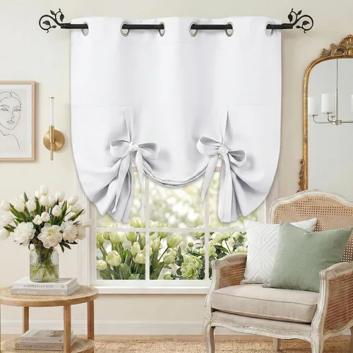 Miniatura 27 de Pony Dance Persianas Opacas para Ventanas - Juego de Cortinas Enrollables y Cenefas Estilo Romano Globo con Ojales en la Parte Superior para Verde