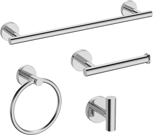 Miniatura 11 de USHOWER Juego de accesorios de baño de níquel cepillado, juego moderno de barra de toalla de 24 pulgadas montado en la pared, juego de accesorios