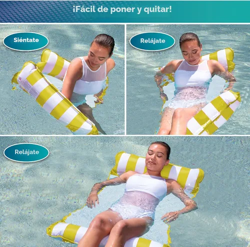 Miniatura 4 de Aqua Original Hamaca Flotante y Flotador para Piscina 4 en 1 Monterey y Hamaca de Agua – Multiusos, Flotadores Inflables para Piscina para Adultos