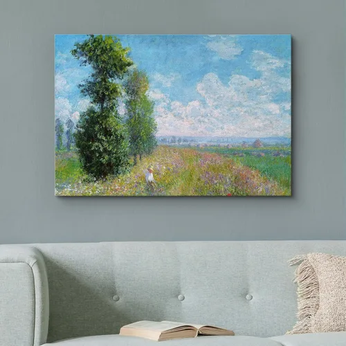 Miniatura 3 de wall26 Prado con álamos por Claude Monet - Arte moderno impresionista, arte en lienzo para el hogar, 12 x 18 pulgadas