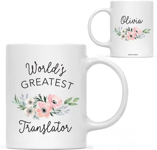Miniatura 54 de Andaz Press Taza de café personalizada de 11 onzas, taza ejecutiva de relaciones públicas más grande del mundo, flor de anémona rosa, 1 paquete