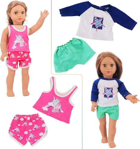 Miniatura 7 de Ecore Fun 10 Sets Ropa de Muñeca Americana de 18 Pulgadas - 18 piezas de Ropa de Muñeca, Trajes de Muñeca, Vestidos, Trajes de Baño, Monos, Mallas