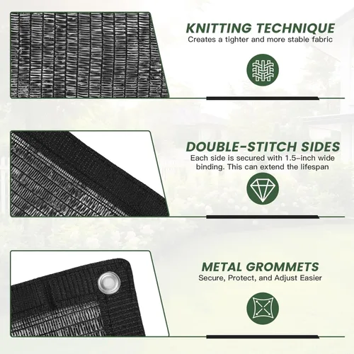 Miniatura 5 de [WindscreenSupplyCo] 55% 6.5 x 10 pies de tela de sombra con ojales, lona de malla para protección solar para plantas de jardín, cubierta