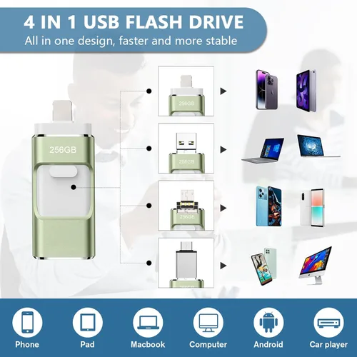 Miniatura 2 de 256GB Flash Drive[No App Required] Intended for Phone Tablet Androidphone and Computers, 4 in 1 Photo Stick for Phone Memory Storage Easily Backup