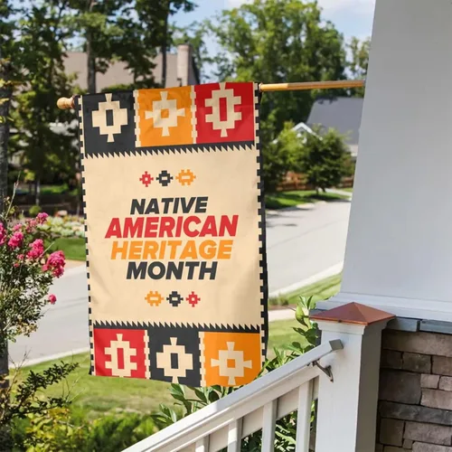Miniatura 3 de Bandera de jardín del Mes de la Herencia Nativa Americana 2023 de doble cara vertical al aire libre, letrero decorativo de bienvenida para el hogar