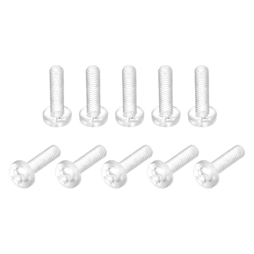 Miniatura 14 de uxcell M2x6mm plástico Phillips pernos 50pcs PC Pan cabeza máquina tornillos transparentes
