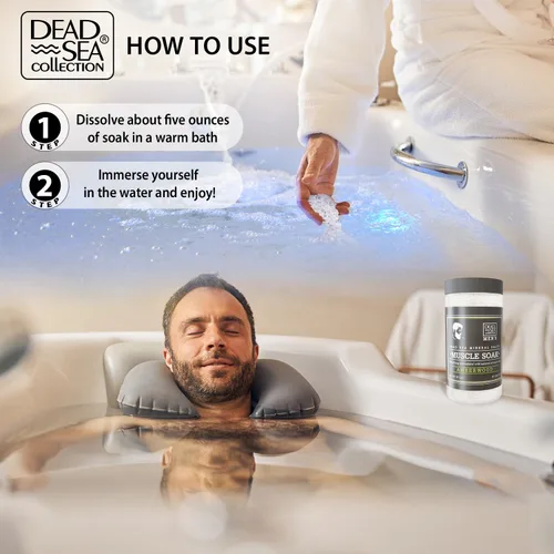 Miniatura 2 de Dead Sea Collection Sales de baño para hombres con aceite de madera de ámbar – baño de recuperación muscular – Sal pura del mar muerto para hombre