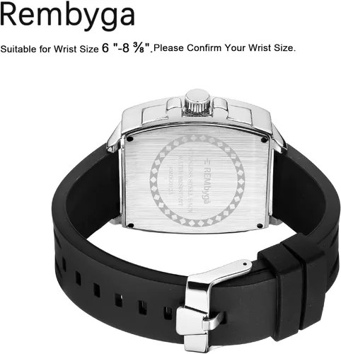 Miniatura 4 de Rembyga Relojes de pulsera para hombre con esfera luminosa y correa de silicona casual