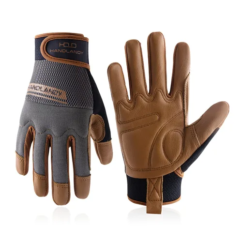Miniatura 10 de Handlandy - Guantes de trabajo para hombre y mujer, para mecánicos, de seguridad, de uso general, aptos para pantalla táctil, guantes de trabajo