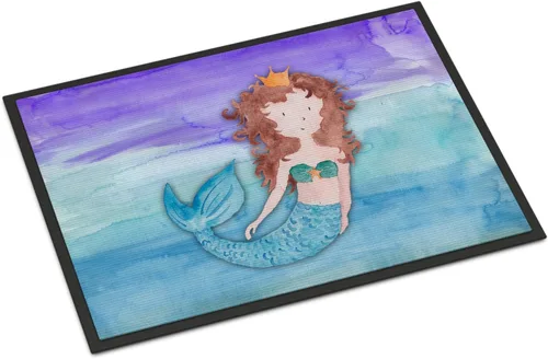 Caroline's Treasures BB7422MAT - Felpudo de sirena morena de 18 x 27 pulgadas, tapete para puerta delantera, para interiores y exteriores, para