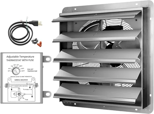 Miniatura 15 de iPower Ventilador de escape de obturador de 10 pulgadas de aluminio, alta velocidad 1650RPM, 820CFM, 1 paquete, plateado