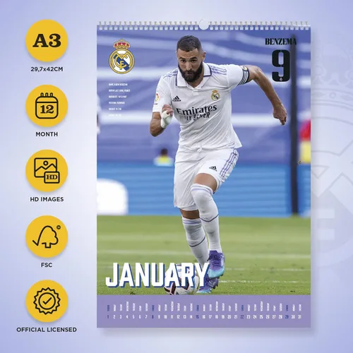 Miniatura 2 de Grupo Erik Real Madrid - Calendario de pared A3 2023 FSC 11.7 x 16.5 pulgadas - 11.7 x 16.5 in Agenda de 12 meses Calendario A3 2023