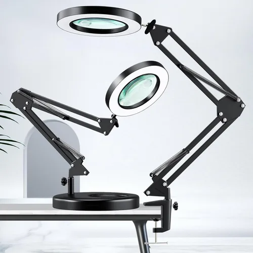 Miniatura 9 de HITTI Lupa de Aumento 10X con Luz y Soporte, Atenuación Continua 3 Modos de Color Lupa LED Iluminada, Lámpara de Escritorio Manos Libres