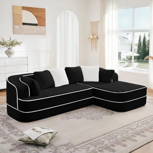 Sofá Chesterfield de esponja 32D de alta resistencia de 106 pulgadas, sofá moderno de mediados de siglo con diseño modular, sofá de gran tamaño con