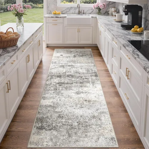 Miniatura 78 de GENIMO Alfombra antideslizante de 2 x 6 pies, lavable para pasillos de cocina, alfombras de cocina modernas abstractas, alfombra ligera de pelo bajo