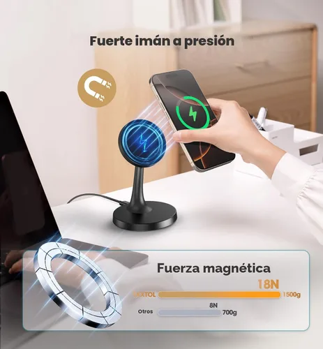 Miniatura 5 de Soporte Cargador Inalámbrico Magnético para iPhone 15W Cargador Rápido MagSafe para iPhone 17/17 Pro/17 Air/17 Pro Max 16/15/14/13/12 Series Apple