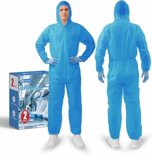 Miniatura 11 de Trajes de materiales peligrosos, 10 opciones de colores Monos protectores desechables, traje de pintura con muñecas elásticas, tobillos y capucha