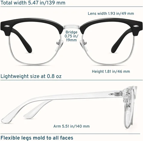 Miniatura 3 de CCVOO Paquete de 3 Gafas de Lectura con Bloqueo de Luz Azul, Lectores Retro Semi Sin Marco para Hombres y Mujeres, Gafas Redondas con Filtro UV400