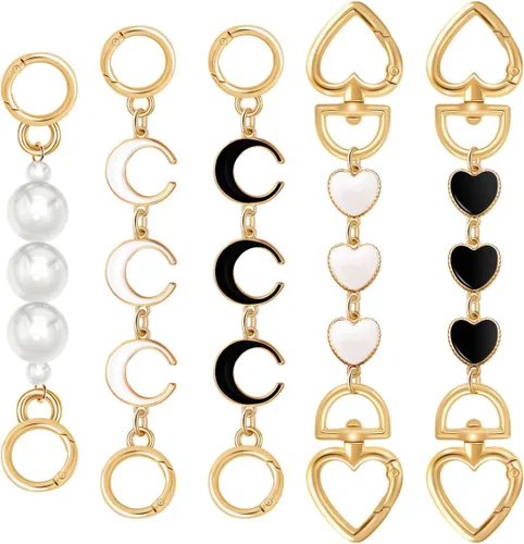 Miniatura 27 de 2 unidades extensoras de bolsa de cadena de corazón y luna, extensores de correa para bolso, cadena de oro, correa de repuesto para monedero