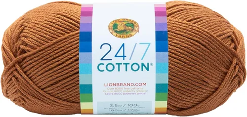Miniatura 77 de Lion Brand Yarn, Hilo ligero mercerizado de algodón 24/7 para tejer, ganchillo y manualidades, Almirante, 1 paquete, 185 yardas de fibra natural