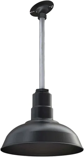 Miniatura 59 de Steel Lighting Co. El Segundo - Lámpara de granero Colgante montado en el techo Domo de 12 pulgadas Vástago de 12 pulgadas Luz de acero