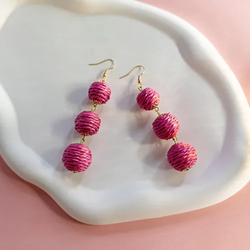 Miniatura 2 de Yanxyad Thread Ball Dangle Earrings Thread Dangle Earrings Soriee Drop Earrings Beaded Ball Ear Drop