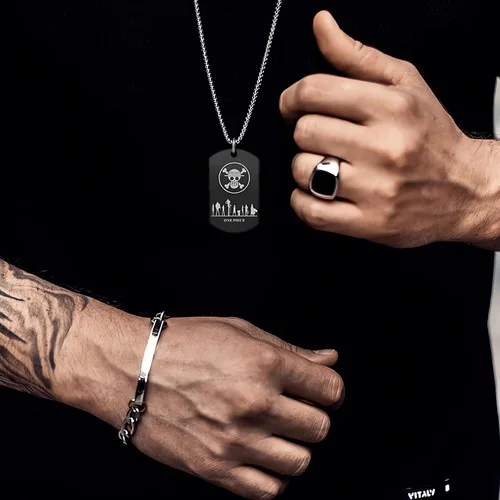 Miniatura 6 de Anime One Piece Wanted Poster Pendant Necklace Stainless Steel Chain Manga Necklaces Dog Tag Jewelry for Men Boyfriends Christmas Gifts