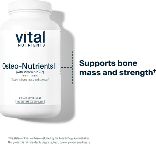 Miniatura 6 de Vital Nutrients Osteo-Nutrients II - Vitamina K2 + D3, calcio, boro y magnesio para la fuerza ósea* - Apoyo cardíaco saludable - Suplemento