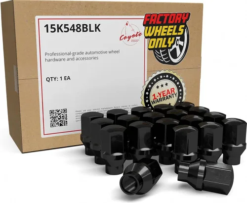 Wheel Accessories Parts 20 tuercas hexagonales de rosca M14x1.5 ET, estilo OEM, 1.77 pulgadas de largo, color negro, 7/8 pulgadas, 0.866 in, para