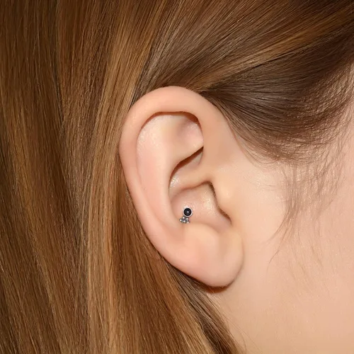 Miniatura 7 de Cartilage Piercing Jewelry - Cartilage Bar Onyx, Implant Grade Titanium Ear Piercing