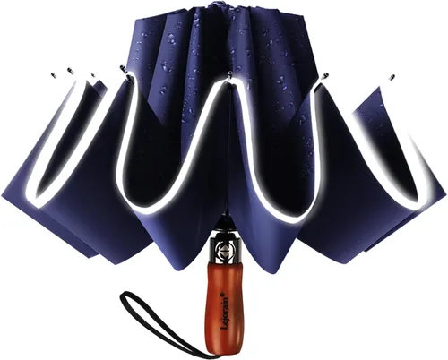 Miniatura 14 de Lejorain Golf Large Inverted Umbrella - Black Big Windproof Heavy Duty Upside Down 46/50/54 Inch Compact Reverse Car Automatic Folding Reflective