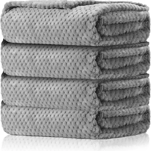 Miniatura 7 de Reginary 4 Pack Fuzzy Blanket 30 x 40'' Waffle Flannel Baby Throw Blankets Warm Nursery & Crib Blankets for Girl & Boy Newborn Infant