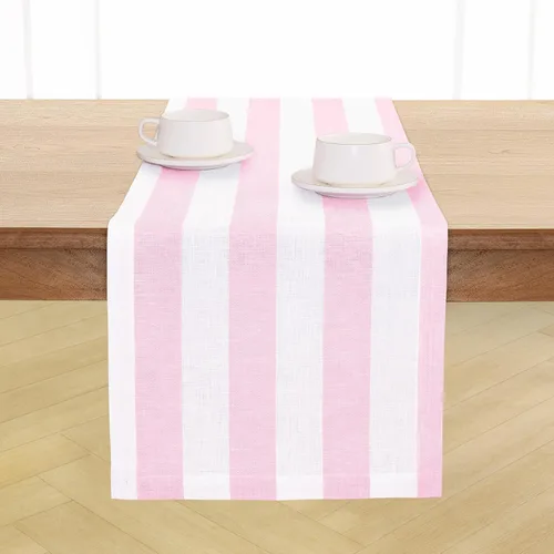 Miniatura 11 de Solino Home Camino de mesa de lino de 36 pulgadas, rayas cabaña, 100% lino puro, camino de mesa pequeño rojo y blanco, 14 x 36 pulgadas, ideal