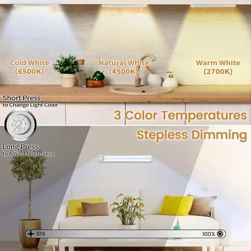 Miniatura 4 de Luces para debajo del gabinete, luces recargables debajo del mostrador para cocina, 188 luces LED con sensor de movimiento para interiores