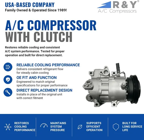 Miniatura 2 de Compresor de CA RYC y embrague de A/C AEG307 (se adapta a Hyundai Elantra 2.0L 2007, 2008, 2009, 2010, 2011, 2012)